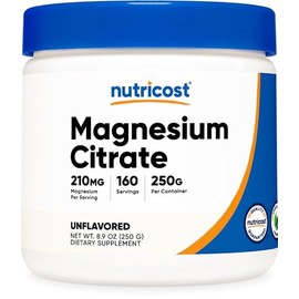 Nutricost Citrato de Magnesio 250g - Citrato de Magnesio Polvo - El Citrato de Magnesio - Citrato de Magnesio Puro en Polvo - Digestión - Energía - Re