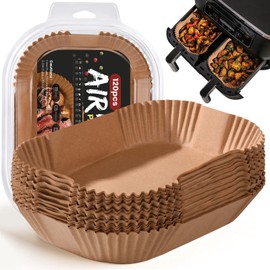 Baking Paper for Hot Air Fryer with Double Chamber, Pack of 120, 20.5 x 14 cm, Rectangular Airfryer Paper Liner