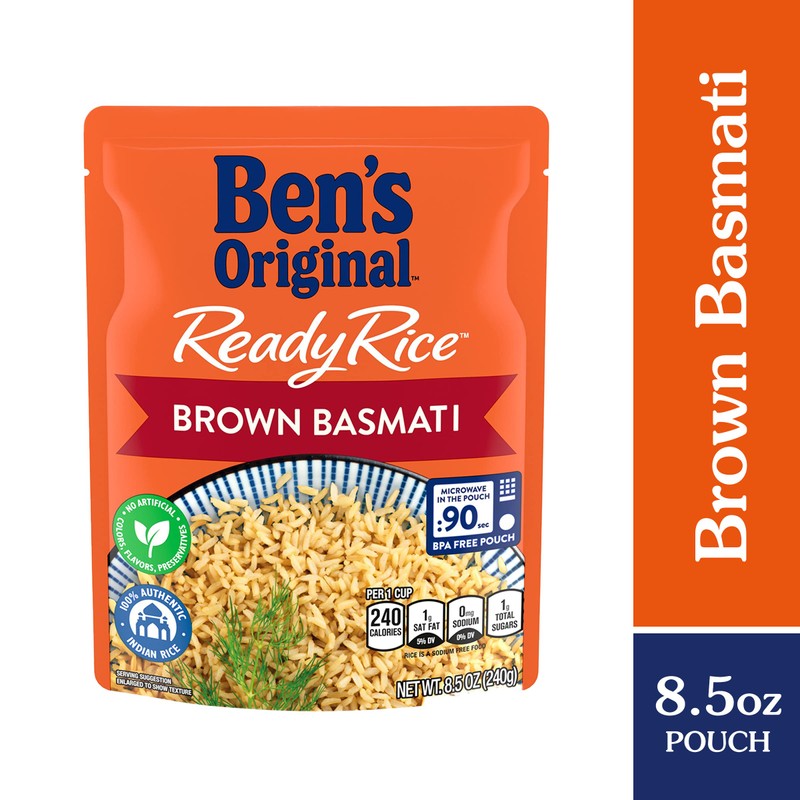 BEN'S ORIGINAL Ready Rice Brown Basmati Rice, Easy Dinner Side,