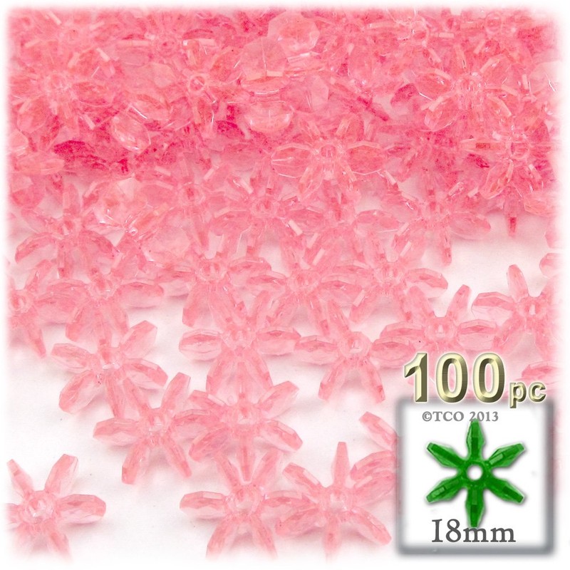 100pc Faceted Plastic Transparent Beads Starflake 18mm Clear Beads