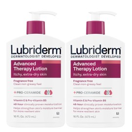Lubriderm Advanced Therapy Fragrance Free Moisturizing Hand & Body Lotion + Pro-Ceramide with Vitamins E & Pro-Vitamin B5, Intense Hydration for Extra Dry Skin, 16 fl. oz, 2 Pack