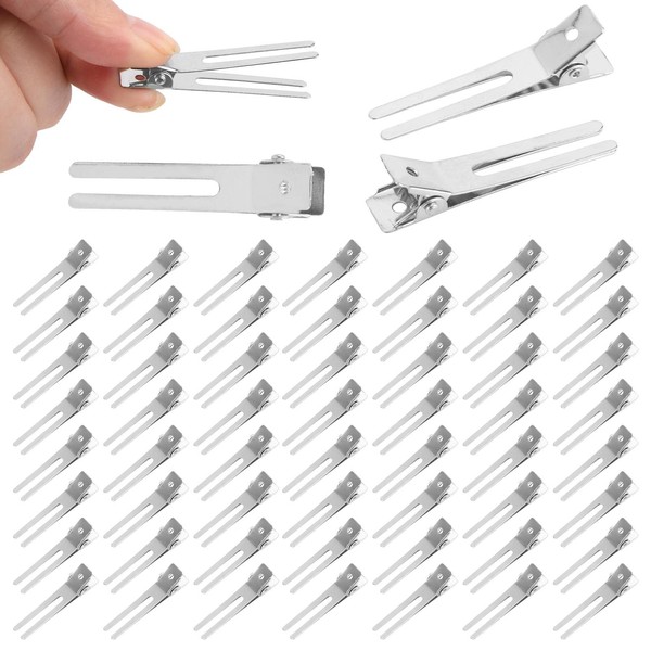 DELITLS Pack of 60 Hair Clips, Entebill Hair Clips, 1.8 Inch Hair Clips, Hairdressing Supplies, Sectional Clips, Hairdresser Hair Clip, Combi Hair Clip Clips for Women Girls Hair Styling (Silver)