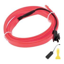 A ABSOPRO 1m EL Wire Cable LED Glow String Light Car Interior Lighting Strip Flexible Neon Light for Car Decoration Battery Box(3V) Pink