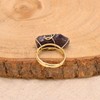 Natural Amethyst Crystal Rough Stone Wire Wrapped Ring, Yellow Gold