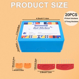 Blocking Pins,20Pcs Blocking Pins for Knitting & Crochet Projects,Crochet Blocking Board and Pins Knitting Kit with Storage Box, Rust-Proof Blocking Tools for Wet Blocking Mats,