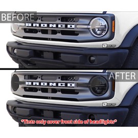 BOGAR TECH DESIGNS Precut For Ford Bronco 2021-2024 Complete Headlight Fog Reverse 3rd Brake Light Precut Overlay Tint Kit with Tools, Dark Smoke
