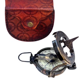 Magnetic Antique Compass with Brass Black Finish & Glass - Vintage Nautical Directional Tool for Outdoor Navigation, Timekeeping & Collectibles for Adventurers & Antique Lovers