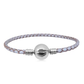 JMQJewelry Leather Braided Gray Bracelets Papa Dad Love Wristband Women Beads Charm Bead for Bracelets Family Friend Jewelry 18.8cm 7.4inches