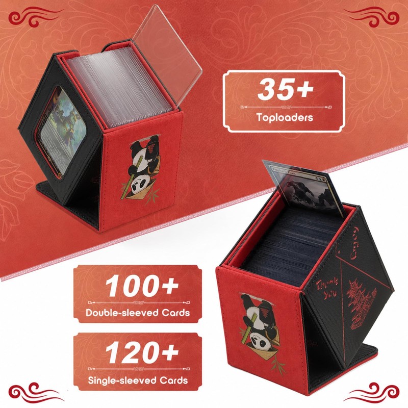Chinese Takeout Deck Box Fits 35+ Toploader (Black and Red)