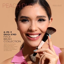 Jessup 3 Brochas de Maquillaje Rostro Doble Punta para Contorno y Base T508