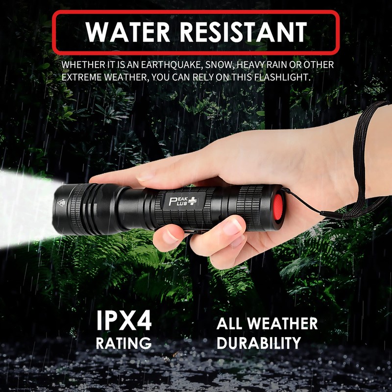PeakPlus LED Tactical Flashlight PTAC1000 [2 Pack] - Single Mode,