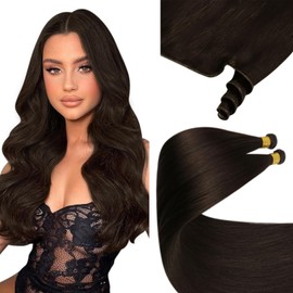 Sunny Hair Genius Weft Hair Extensions Human Hair Dark Brown Sew in Weft Extensions Remy Hair Invisible Hand Tied Weft Hair Extensions Human Hair Double Weft Sew in Bundles Human Hair 22inch