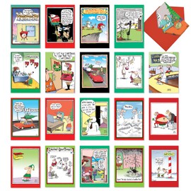 NobleWorks 20 Assorted Box Set Funny Christmas Greeting Cards w/5 x 7 Inch Envelopes (20 Designs, 1 Each) A McCoy Bros. Christmas AC7139XSG-B1x20