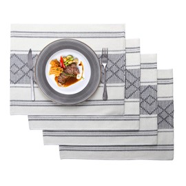 LUFEIJIASHI Elegant Thick placemats for Dining Table Decor Farmhouse Heat Resistant Table Place mats Set of 4 Quality Woven Cloth Placemats Washable Dinner mats (Grey, 4)