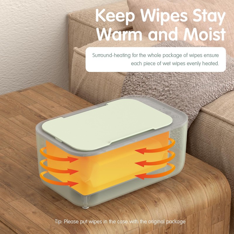 Baby Wipe Warmer, 3-Level Temperature Control, Quiet and Even Heating,