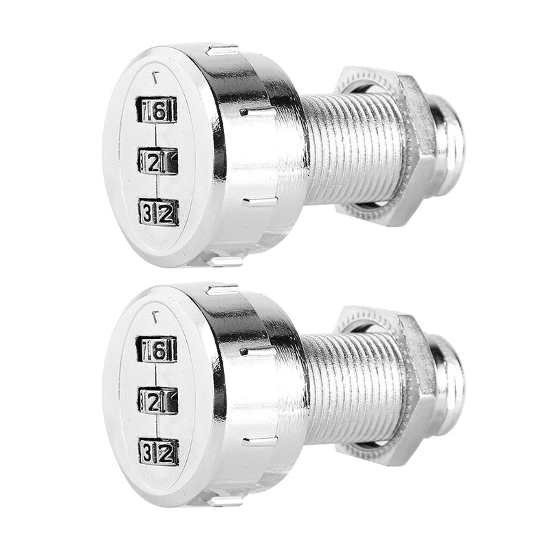 2pcs 30mm/1.18in 3-Digit Mechanical Code Password Lock for Cabinet Wardrobe