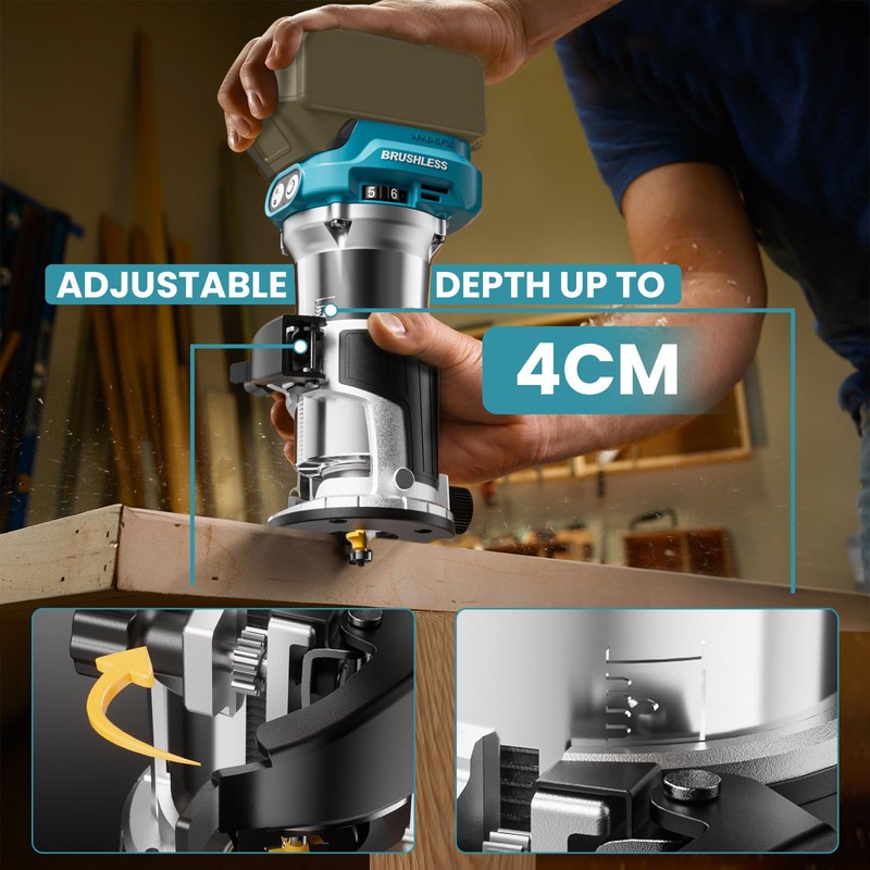 MtiolHig Cordless Compact Router Compatible with Ma-kita Battery (Bare Tool),
