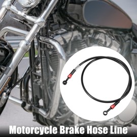 X AUTOHAUX Brake Hose AN3 28 90 Degree M10 Motorcycle Hydraulic Brake Line Oil Hose Pipe Fitting for ATV Motorcycle Motocross Racing Bike 110cm Black 1Set