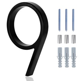 Address Numbers for Houses, 5 Inch Black Floating House Numbers for Yard Street and Mailbox Decor with Nail Kit and Instructions,Easy To Install (Number 9)