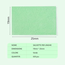 630 Pezzi Pad Unghie per Sgrassare, Dischetti Cotone Senza Pelucchi per Pulizia Unghie e Gel (Verde)