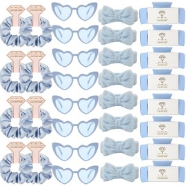 Bridesmaid Scrunchies headbands Proposal gifts Hair claws clips Set of 8 Bridal Shower heart sunglasses I do crew Gifts for Wedding Bachelorette Party Favors(32pcs Dusty Blue)