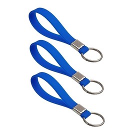 Multi pack of three Heavy Duty Identification Silicon Key Ring loops Fob. (3 Blue)
