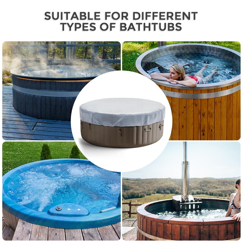 Round Hot Tub Cover 420D Polyester Waterproof Spa Covers for