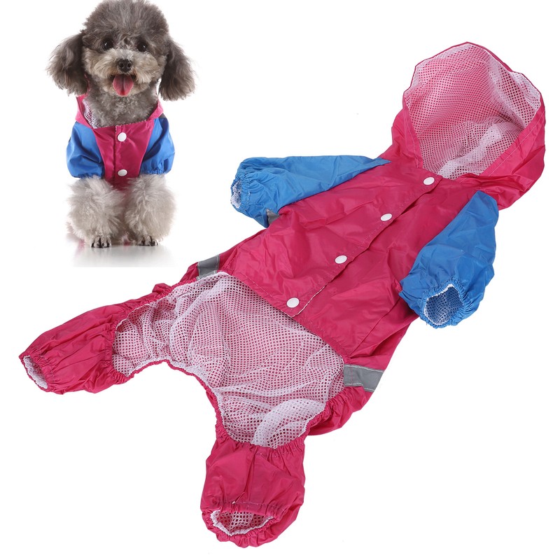 Pet Raincoat Waterproof Dog Coat Jacket with Reflective Strip Breathable