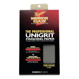 MEGUIAR'S S1525 Mirror Glaze 1500 Grit Unigrit Finishing Paper, 25 Pack