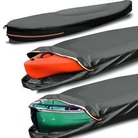 Smikodo Kayak Cover 16ft 600D Tear Resistant Trailerable Kayak Covers for Outdoor Storage, Waterproof & UV-Proof Heavy Duty Canoe Cover for Indoor/Outdoor Storage(Grey) Fit 16-18ft Kayak Storage
