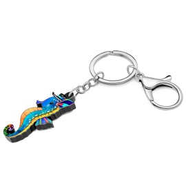 LONYOO Acrylic Anime Seahorse Keyring Summer Ocean Gifts for Women Girls Charms Handbag Car Key Ring, Blue 146