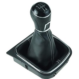 Do!LED Gear Stick Knob Gear Stick Gaiter Frame 5 Gears White Stitching