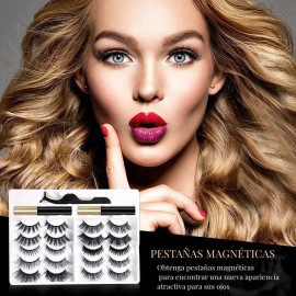 10 Pares Pestañas Magnéticas Con Delineador De Ojos Y Pinza
