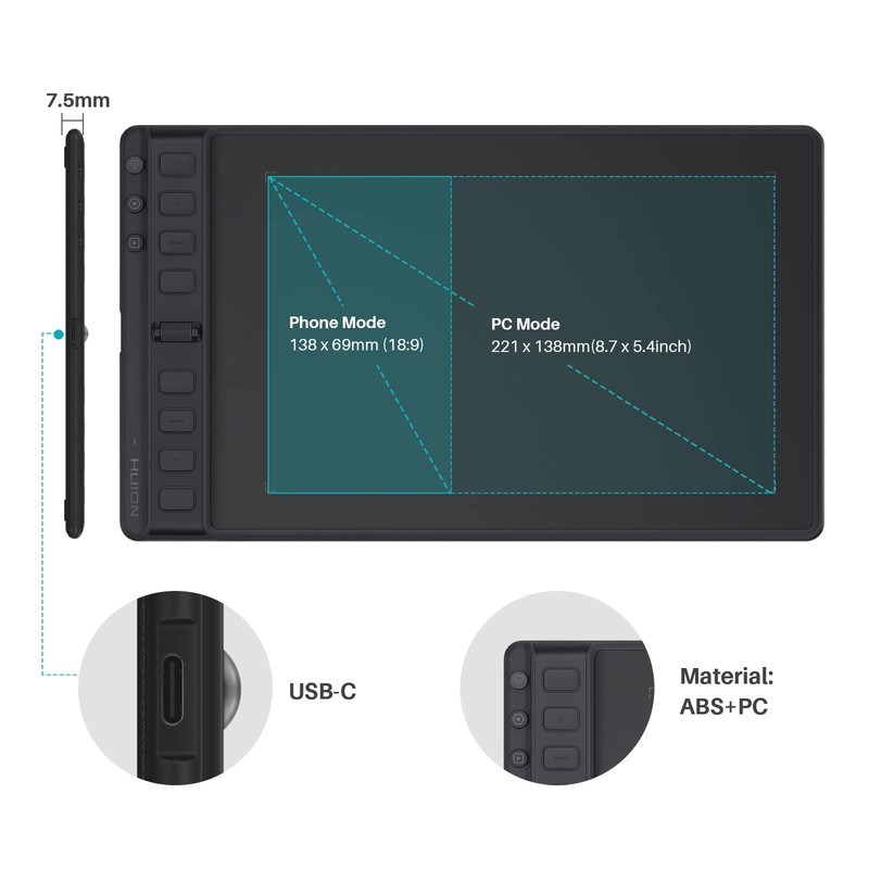 HUION Inspiroy 2 Medium Drawing Tablet with Scroll Wheel 8