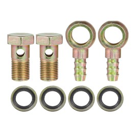 X AUTOHAUX Banjo Bolt M16x1.5 12mm Banjo Hose Barb Bolt Fittings Brake Line Fitting Adapter with Copper Washers for Motorcycle Car (Set of 2)