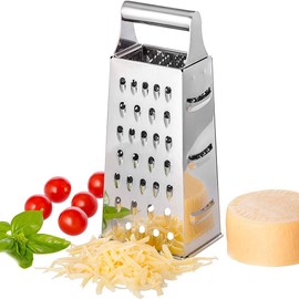 Fliyy Stainless Steel Box Grater Multipurpose 4 Sided Graters with Handle for Kitchen Vegetables Fruits Cheeses Food Processors,8.26x3.34inch