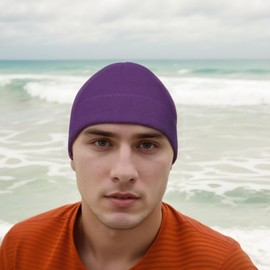 Michear Winter Fleece Hat Thermal Sports Running Hat Windproof Cycling Fleece Skull Cap Beanie Helmet Liner Soft Warm Breathable Unisex for Men Women, Purple