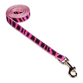 XSmall Pink Zebra Dog Leash: 1/2" Wide, 4ft Length - Made in USA.