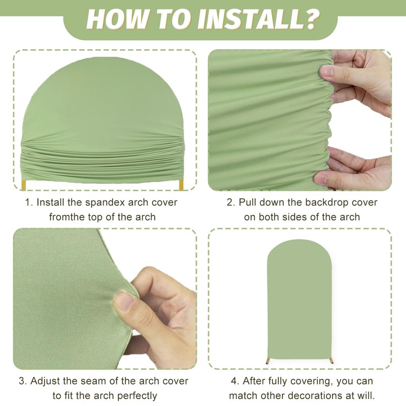 MODFUNS Sage Green Arch Cover 6&6.6&7.2ft Spandex Arch Backdrop Cover