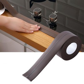 Tira de Calafateo Autoadhesiva, Cinta de Sellado Impermeable de PVC, Cinta de Calafateo Decorativa para Baño, Inodoro, Bañera, Encimera de Cocina (café.)