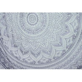 Popular Handicrafts Tapestry Wall Hanging Hippie Ombre Mandala Bohemian Hippy Metallic Shine Intricate Indian Tapestries Bedspread 54 x 82 Inches (140cm x 210cm) Silver
