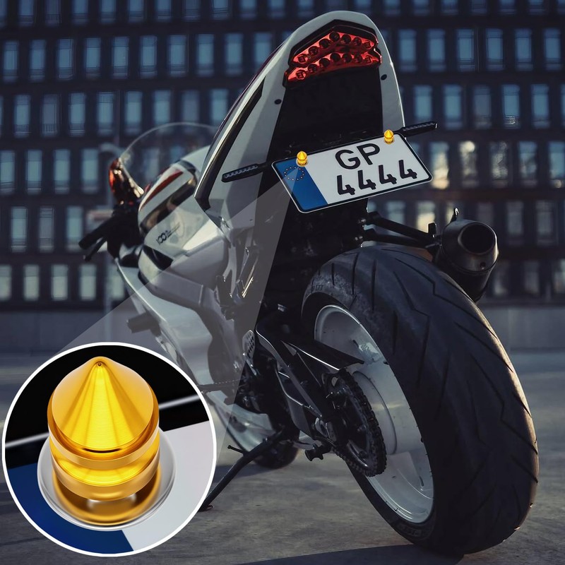 MEAJOO 4Pcs Spike License Plate Screws Kit – Decorative Anti-Theft