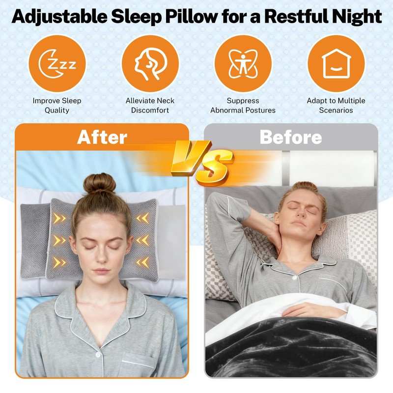 Head Support Pillow with 3 Side Pillows,Wheelchair Headrest, Adjustable Neck