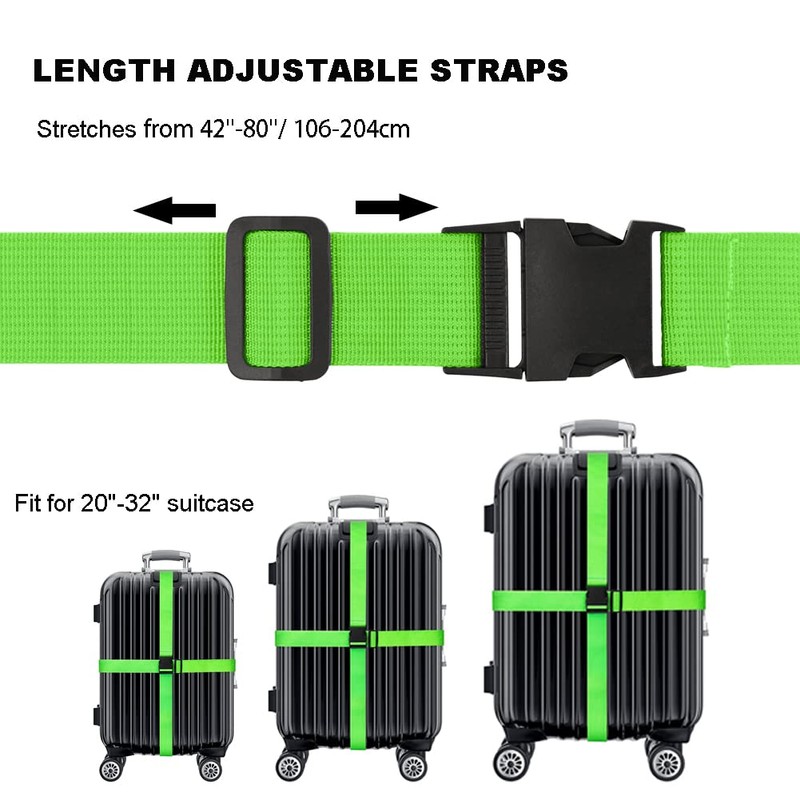 Newthinking Luggage Straps for Suitcase 4 Pack, Heavy Duty Adjustable