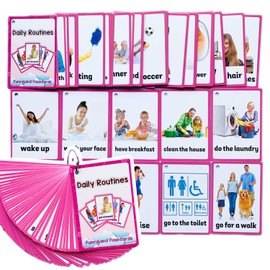 Richardy 45PCS/Set Daily Routines Kids Gifts English Flash Cards Pocket Card Educational Learning Toys for Children Pre-School Educational