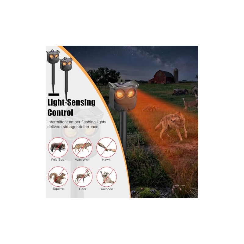 4 Pack Solar Owl Animal Repeller Outdoor for Raccoon, Deer
