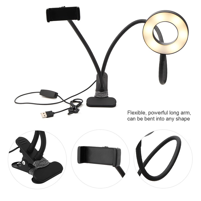 USB Powered Adjustable LED Fill Light Photography Light Phone Bracket