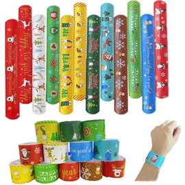 Snap Bracelet Christmas, 24/36/48 Pieces Slap Bracelets, Snap Bracelet Children's Set, Folding Bracelet Christmas Party Bag for Children Party Bag Fillers, Boys Girls Christmas Decoration, Polyvinyl