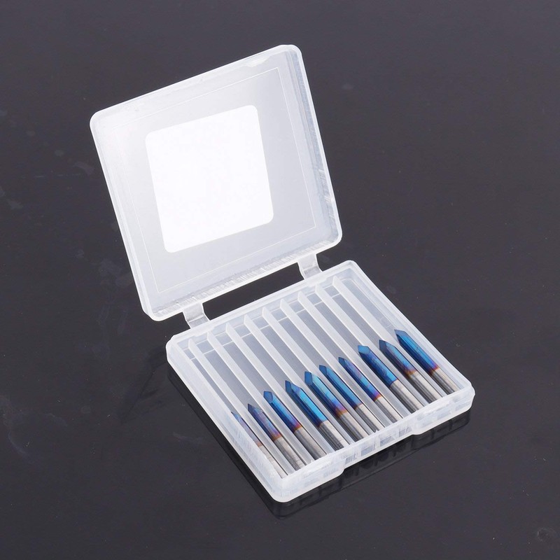 FoxAlien 10pcs Triangular CNC Router Bits V-Bit, 60 Degree 0.1mm