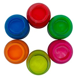 Set de Pinturas Fluorescentes 100 ml – 6 Colores Vibrantes (Rojo, Naranja, Rosa, Verde, Amarillo, Azul) – Pintura Acrílica para Manualidades, Arte, Decoración y Proyectos Creativos.